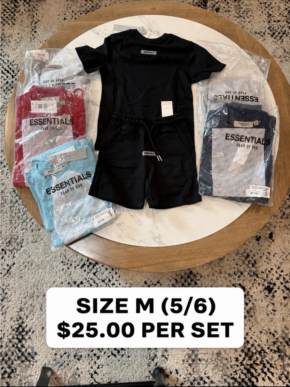 Essentials Kids Black Short Sleeve Pajama Set